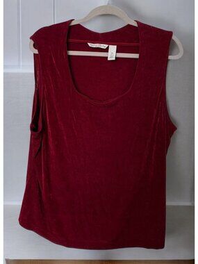 French Laundry Woman Tank Top Size 2X Dark Red Sleeveless Stretch